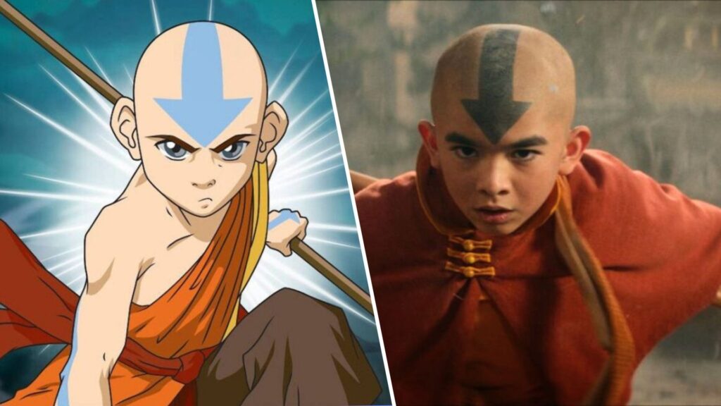Aang dans l'animé / dans la série Netflix. // Source : Nickelodeon / Netflix Aang dans l'animé / dans la série Netflix. // Source : Nickelodeon / Netflix