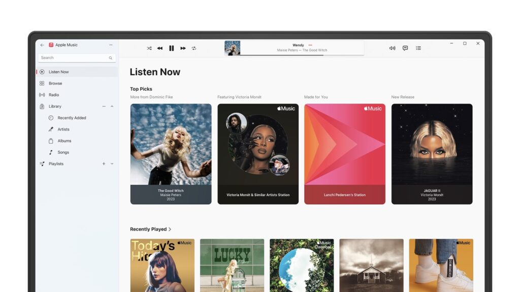 Apple Music sur Windows // Source : Microsoft Apple Music sur Windows // Source : Microsoft