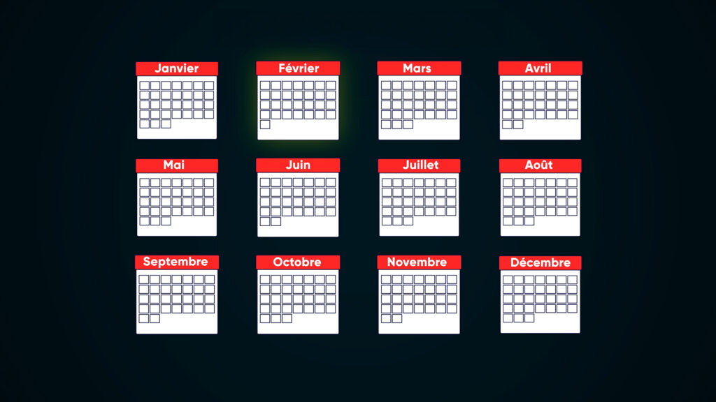 Le calendrier d'une année bissextile. // Source : Nino Barbey pour Numerama Le calendrier d'une année bissextile. // Source : Nino Barbey pour Numerama