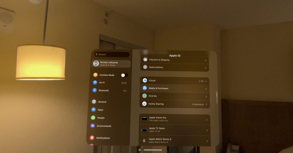 Les réglages de visionOS sont les mêmes que sur iPad… sans les réglages Langue et Région.
