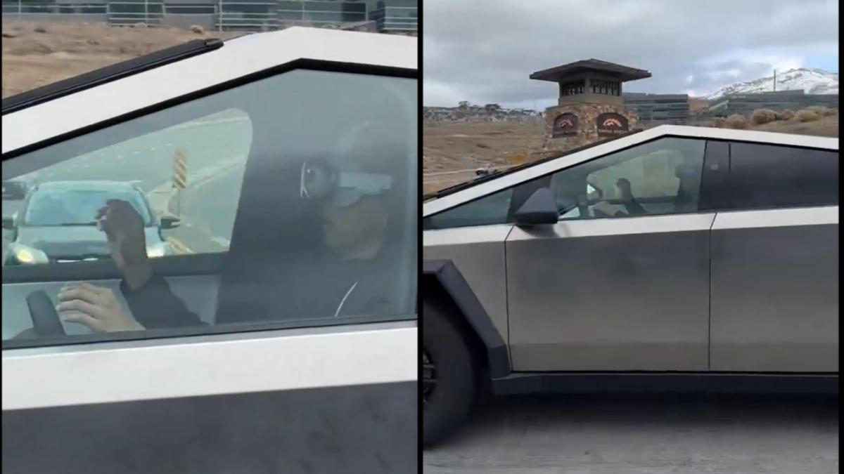 Conducteur d'un Cybertruck avec casque Vision Pro d'Apple // Source : capture Twitter Conducteur d'un Cybertruck avec casque Vision Pro d'Apple // Source : capture Twitter