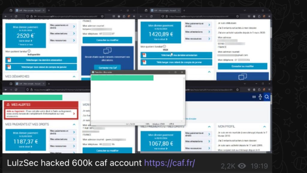 La revendication de piratage de compte sur Telegram. // Source : Numerama La revendication de piratage de compte sur Telegram. // Source : Numerama