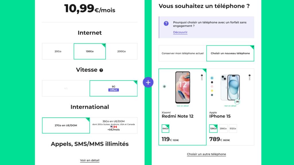 Vous pouvez ajuster le forfait selon vos besoins // Source : RED by SFR Vous pouvez ajuster le forfait selon vos besoins // Source : RED by SFR