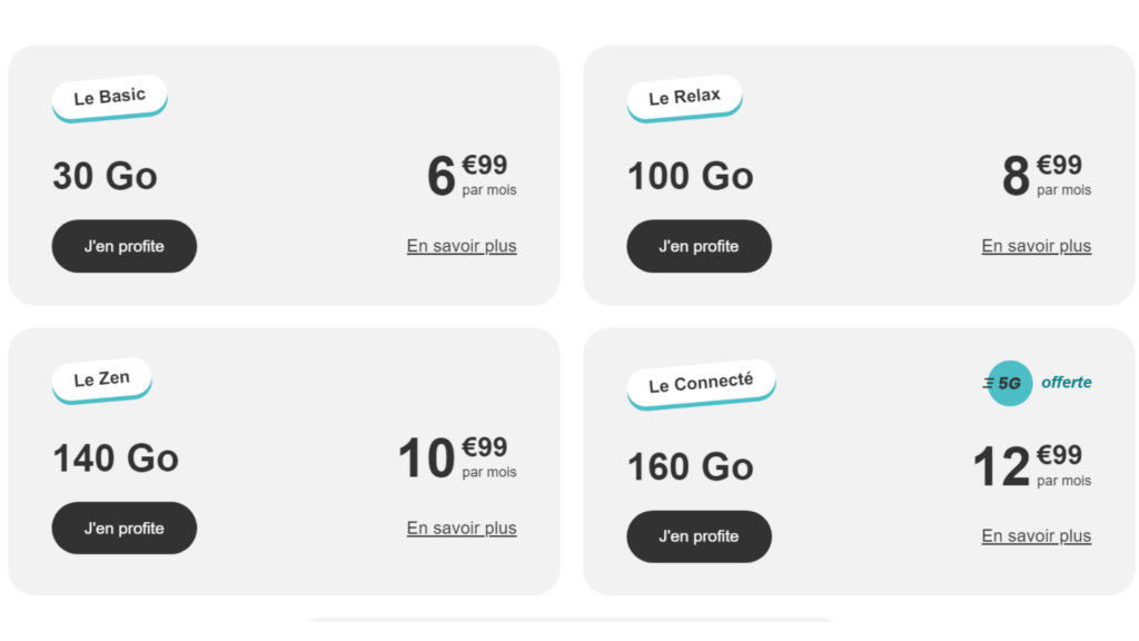 Les différents forfaits de Coriolis // Source : Coriolis Les différents forfaits de Coriolis // Source : Coriolis