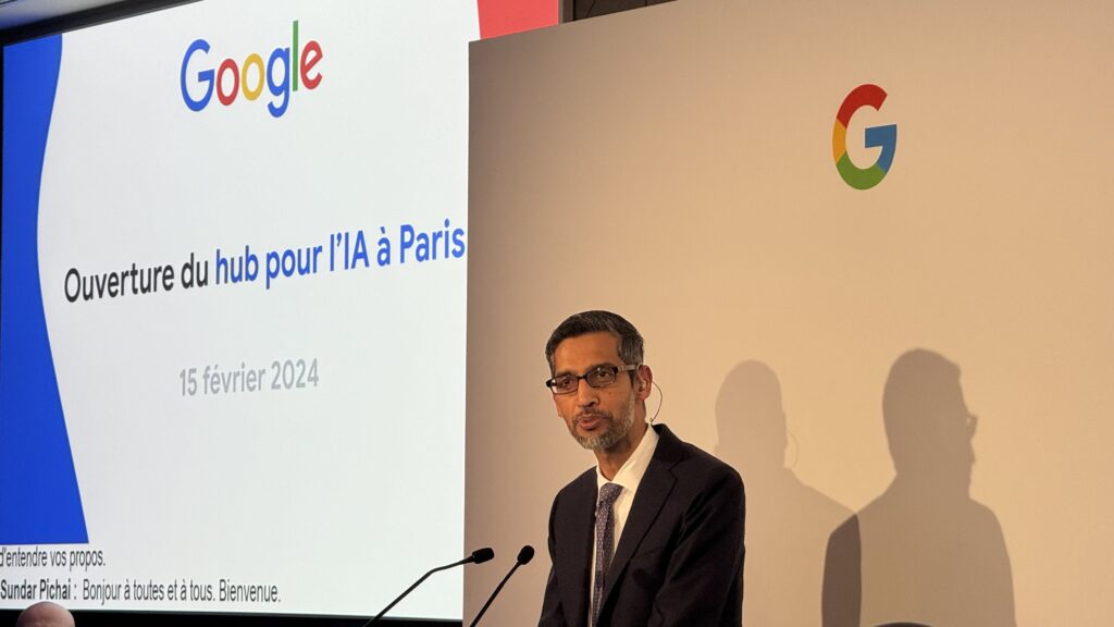 Sundar Pichai au AI Hub de Google à Paris. // Source : Numerama Sundar Pichai au AI Hub de Google à Paris. // Source : Numerama