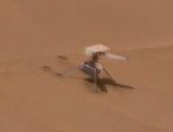 Ingenuity estropié sur Mars. // Source : NASA/JPL-Caltech/LANL/CNES/IRAP/Simeon Schmauß (image recadrée)