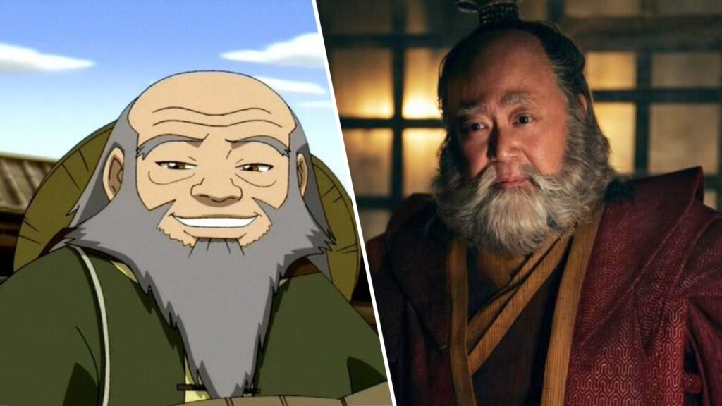 Iroh dans l'animé / dans la série Netflix. // Source : Nickelodeon / Netflix Iroh dans l'animé / dans la série Netflix. // Source : Nickelodeon / Netflix