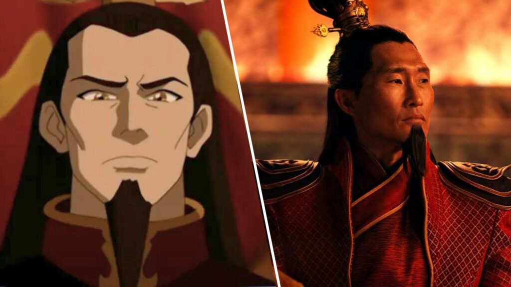 Ozai dans l'animé / dans la série Netflix. // Source : Nickelodeon / Netflix Ozai dans l'animé / dans la série Netflix. // Source : Nickelodeon / Netflix