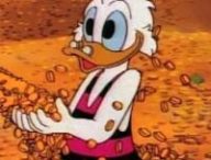 Picsou dans son coffre remplir d'or