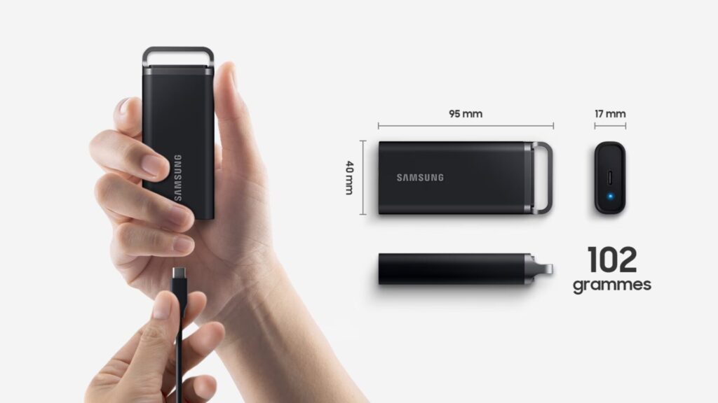 Le T5 Evo de Samsung est un SSD très compact // Source : Samsung Le T5 Evo de Samsung est un SSD très compact // Source : Samsung
