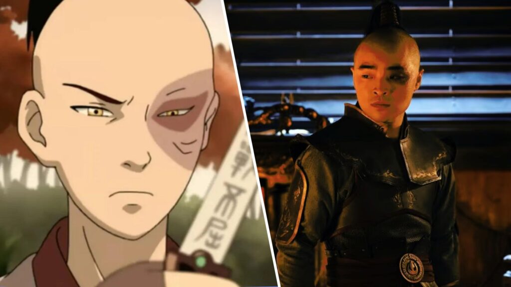 Zuko dans l'animé / dans la série Netflix. // Source : Nickelodeon / Netflix Zuko dans l'animé / dans la série Netflix. // Source : Nickelodeon / Netflix