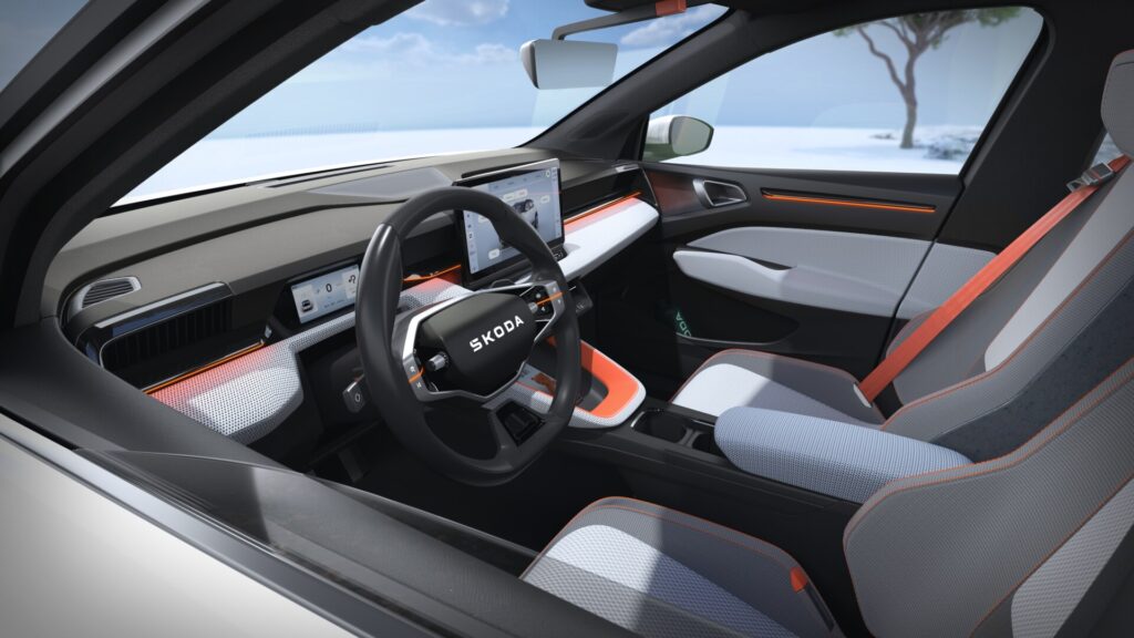 Intérieur du futur Skoda Epiq // Source : Skoda Intérieur du futur Skoda Epiq // Source : Skoda