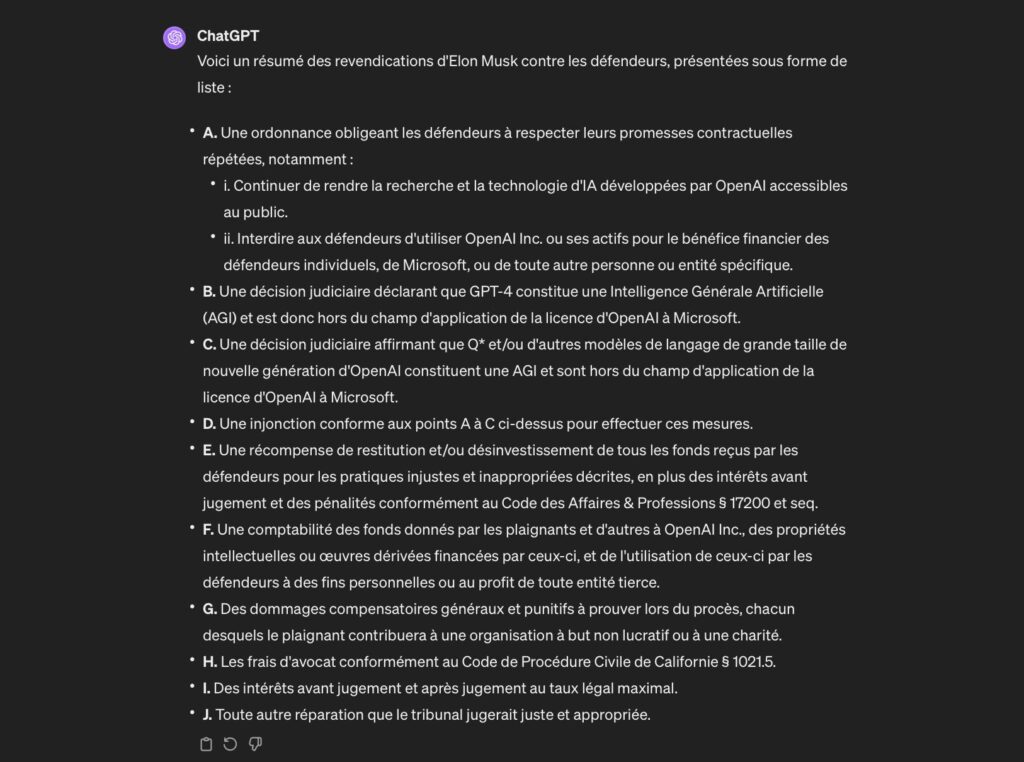 On a demandé à ChatGPT de nous résumer la plainte de 46 pages. On a demandé à ChatGPT de nous résumer la plainte de 46 pages.