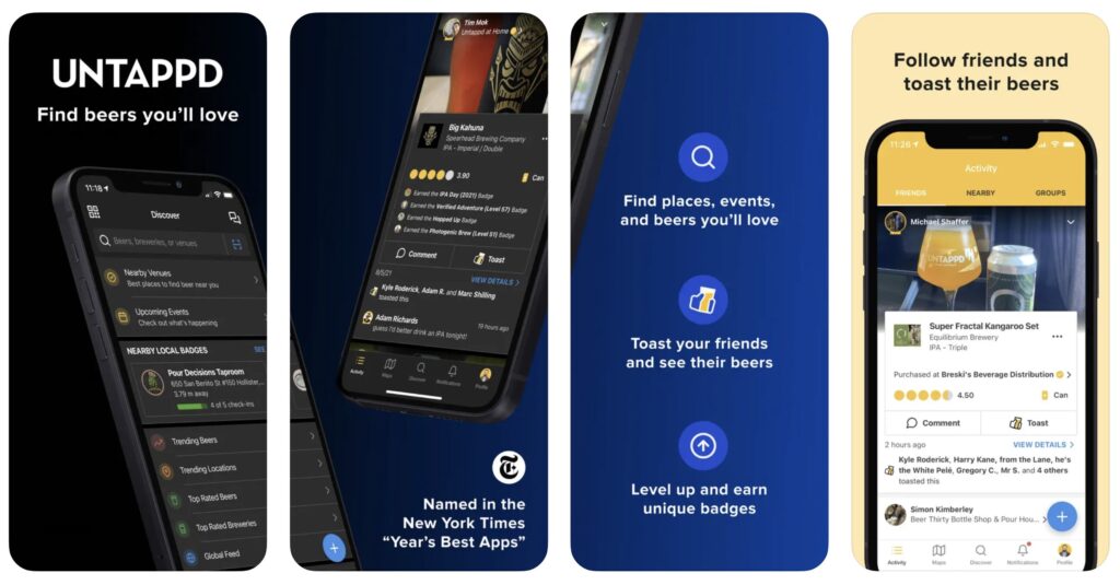 L'interface de l'app Untappd L'interface de l'app Untappd