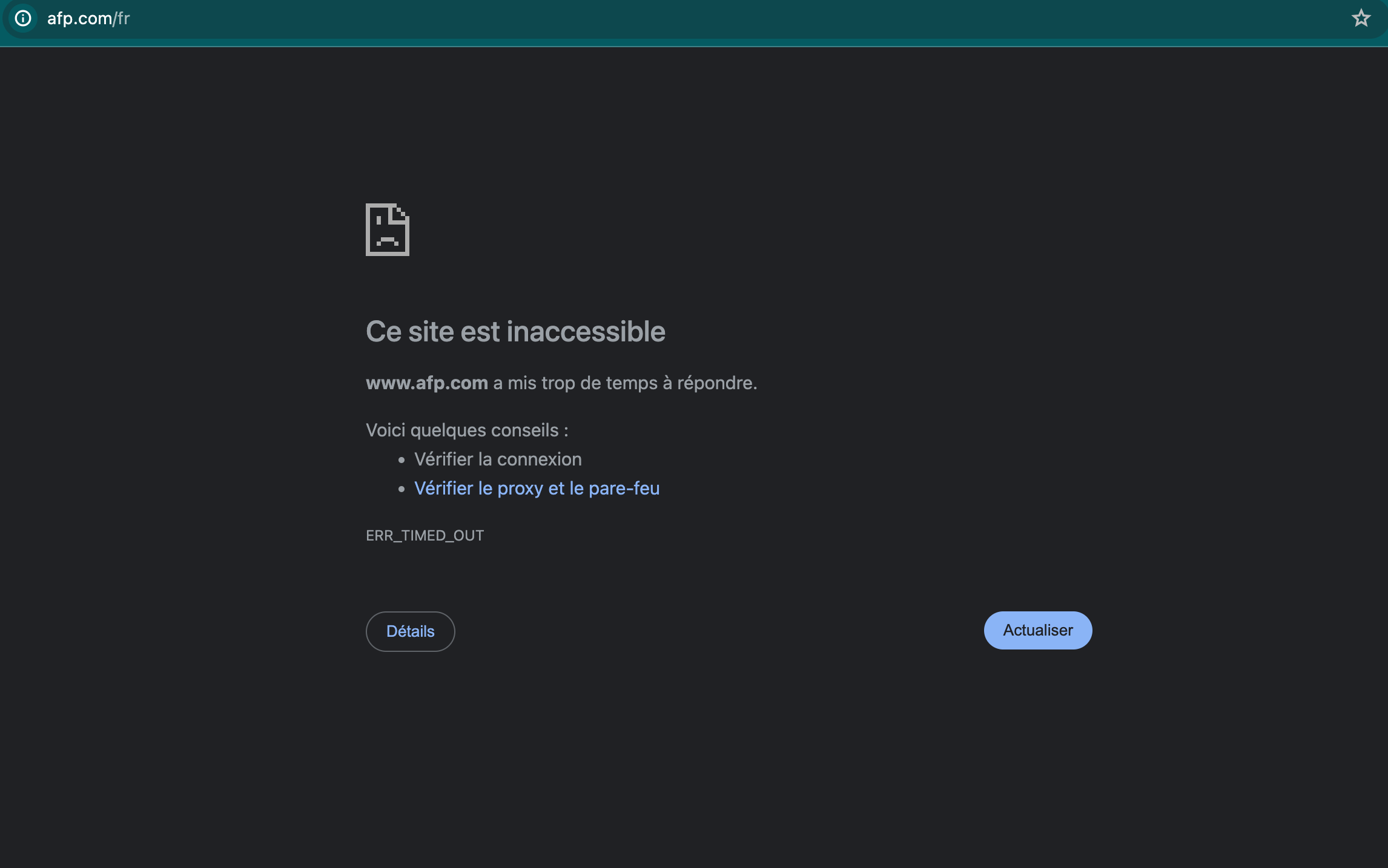 Le site de l'AFP aujourd'hui à 14h. // Source : Numerama Le site de l'AFP aujourd'hui à 14h. // Source : Numerama