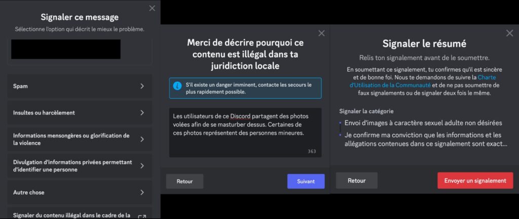 Les étapes pour le signalement DSA // Source : Capture d'écran Numerama Les étapes pour le signalement DSA // Source : Capture d'écran Numerama