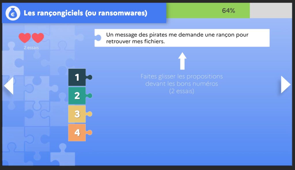 Un quizz pour maitriser les bons gestes face à une tentative de piratage. // Source : Cybermalveillance / Numerama Un quizz pour maitriser les bons gestes face à une tentative de piratage. // Source : Cybermalveillance / Numerama