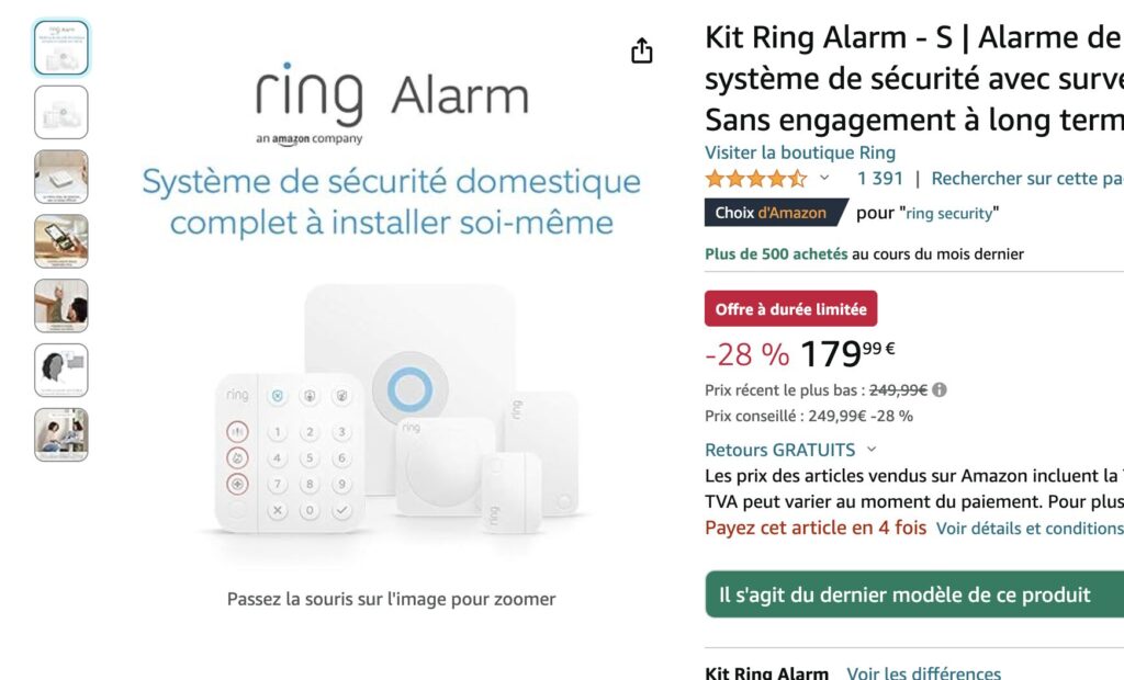 Amazon, qui détient Ring, met en avant ses propres solutions domotiques. // Source : Capture Numerama Amazon, qui détient Ring, met en avant ses propres solutions domotiques. // Source : Capture Numerama
