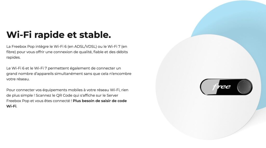 Le site dédié à la Freebox Pop mentionne désormais le Wi-Fi 7. Le site dédié à la Freebox Pop mentionne désormais le Wi-Fi 7.