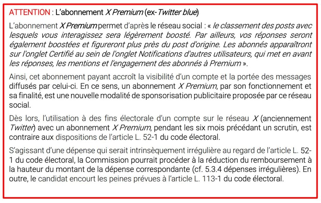 L'encart dédié à l'abonnement X Premium // Source : CNCCFP L'encart dédié à l'abonnement X Premium // Source : CNCCFP