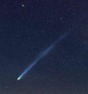 La comète du diable et la galaxie d'Andromède. // Source : Via X @parcastroprades / Adam Block La comète du diable et la galaxie d'Andromède. // Source : Via X @parcastroprades / Adam Block