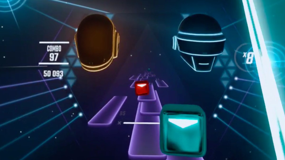 Daft Punk dans Beat Saber, sur un Meta Quest Pro. // Source : Capture Numerama Daft Punk dans Beat Saber, sur un Meta Quest Pro. // Source : Capture Numerama