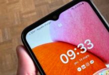 L'encoche en forme de goutte d'eau du Galaxy A14. // Source : JSZ/Numerama L'encoche en forme de goutte d'eau du Galaxy A14. // Source : JSZ/Numerama