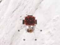 Vue d'artiste d'Odysseus au-dessus de la Lune. // Source : Capture YouTube Intuitive Machines
