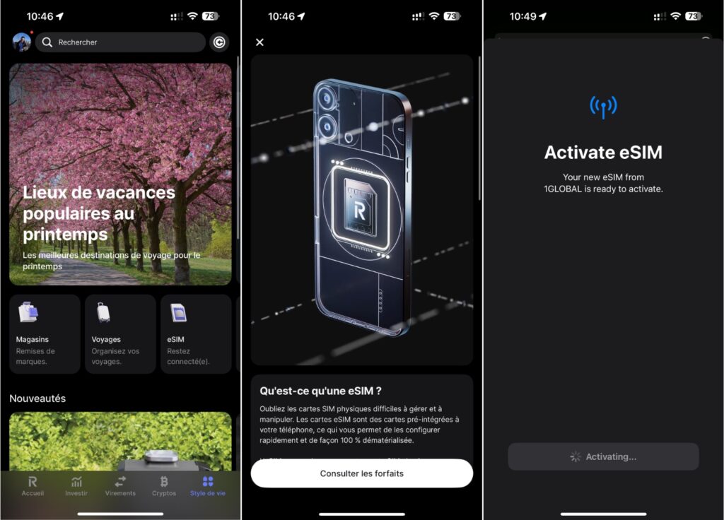 L'activation de l'eSIM gratuite dans l'application. L'activation de l'eSIM gratuite dans l'application.