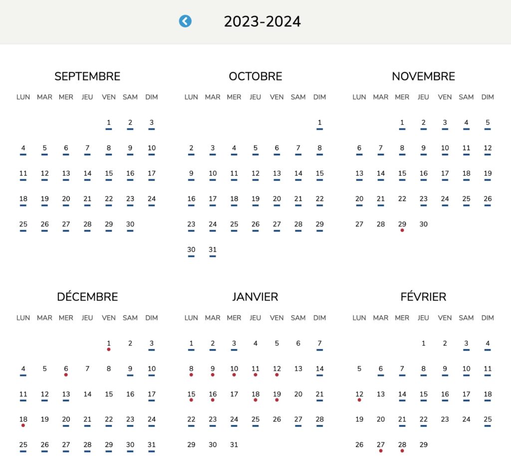 Les couleurs des jours de la saison Tempo en cours // Source : URL Les couleurs des jours de la saison Tempo en cours // Source : URL