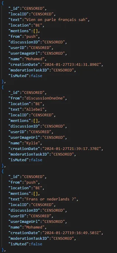 Une conversation récupérée par le hacker éthique. // Source : Aaron Une conversation récupérée par le hacker éthique. // Source : Aaron