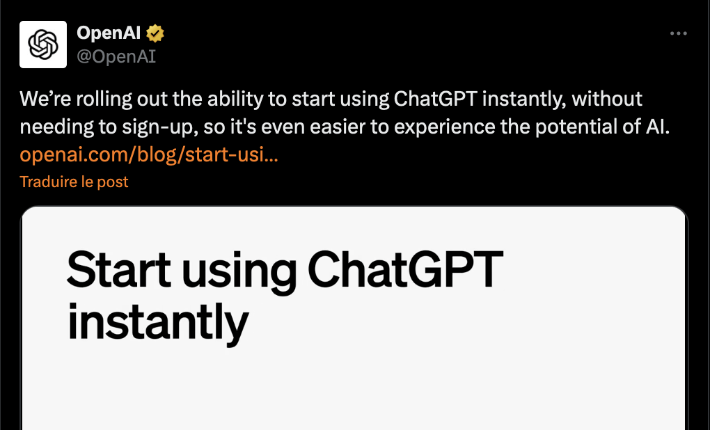 OpenAI annonce l'ouverture de ChatGPT au grand public. OpenAI annonce l'ouverture de ChatGPT au grand public.