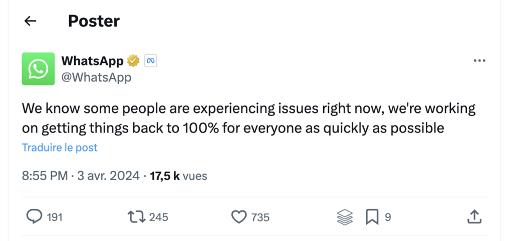 La communication de WhatsApp, anormalement diffusée sur un réseau social concurrent La communication de WhatsApp, anormalement diffusée sur un réseau social concurrent