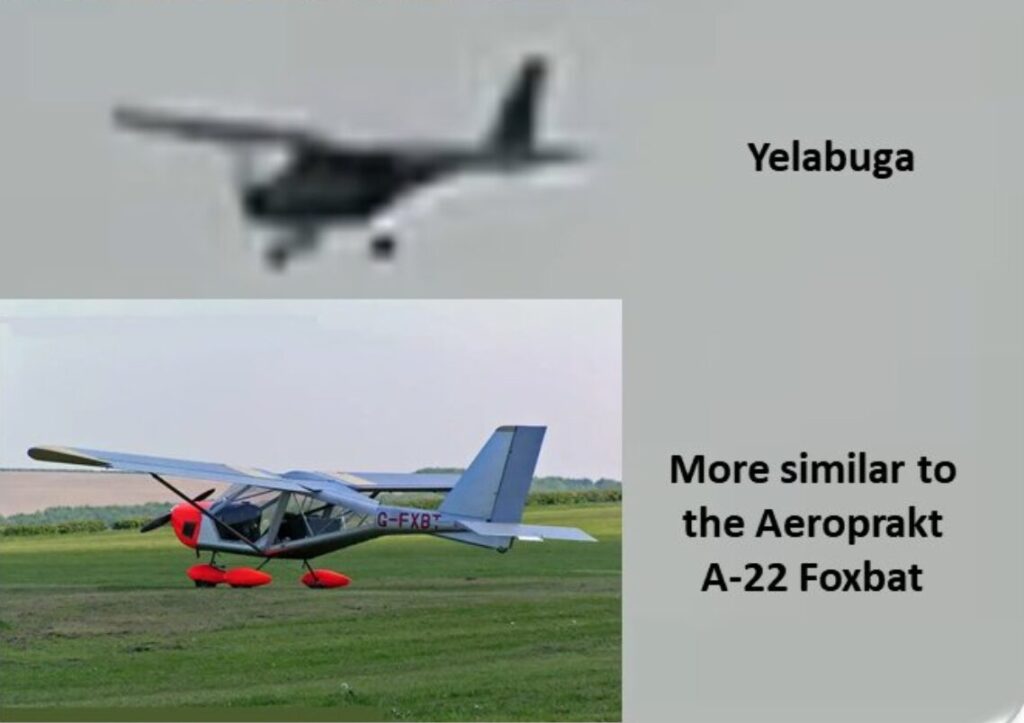 Une comparaison entre la silhouette du drone et l'A-22 Foxbat. // Source : X / Osint Uri Une comparaison entre la silhouette du drone et l'A-22 Foxbat. // Source : X / Osint Uri
