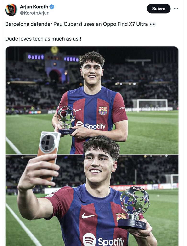 N'en déplaise aux fans de Pau Cubarsi : il n'est pas un fan d'Oppo. N'en déplaise aux fans de Pau Cubarsi : il n'est pas un fan d'Oppo.
