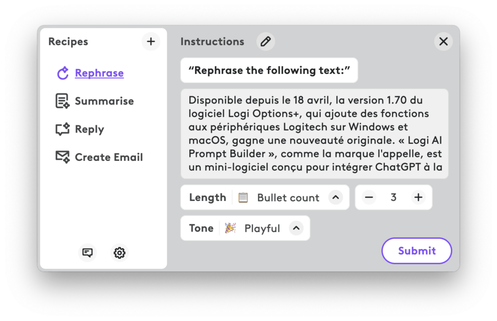 L'interface du AI Prompt Builder. L'interface du AI Prompt Builder.