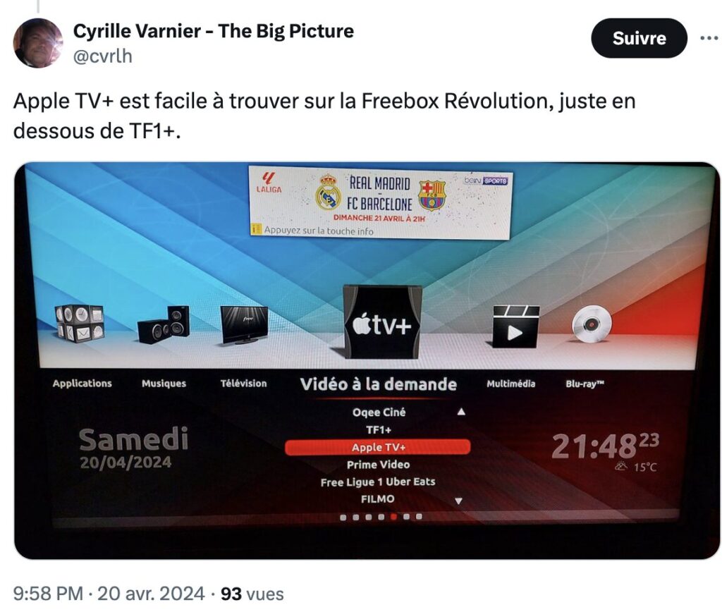 Apple TV+ vient de faire son apparition sur la Freebox Révolution. Apple TV+ vient de faire son apparition sur la Freebox Révolution.