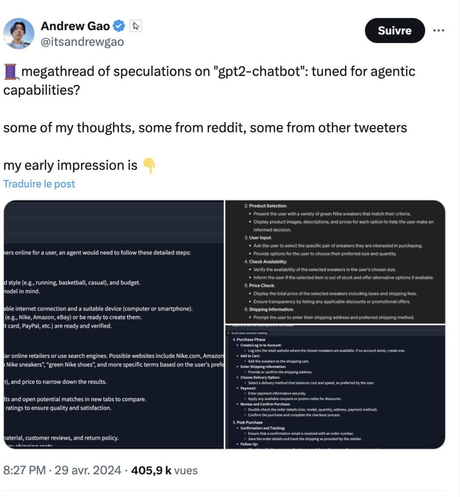 Sur Twitter et Reddit, de nombreux comptes spéculent sur gpt2-chatbot. Le tweet de Sam Altman n'a fait que renforcer les doutes. Sur Twitter et Reddit, de nombreux comptes spéculent sur gpt2-chatbot. Le tweet de Sam Altman n'a fait que renforcer les doutes.