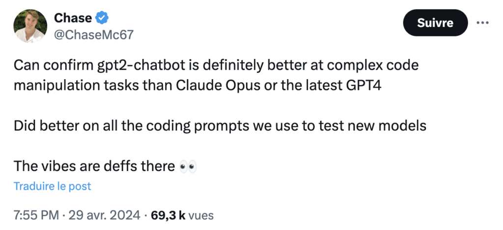 Pour certains spécialistes, gpt2-chatbot est plus intelligent que GPT-4. Pour certains spécialistes, gpt2-chatbot est plus intelligent que GPT-4.
