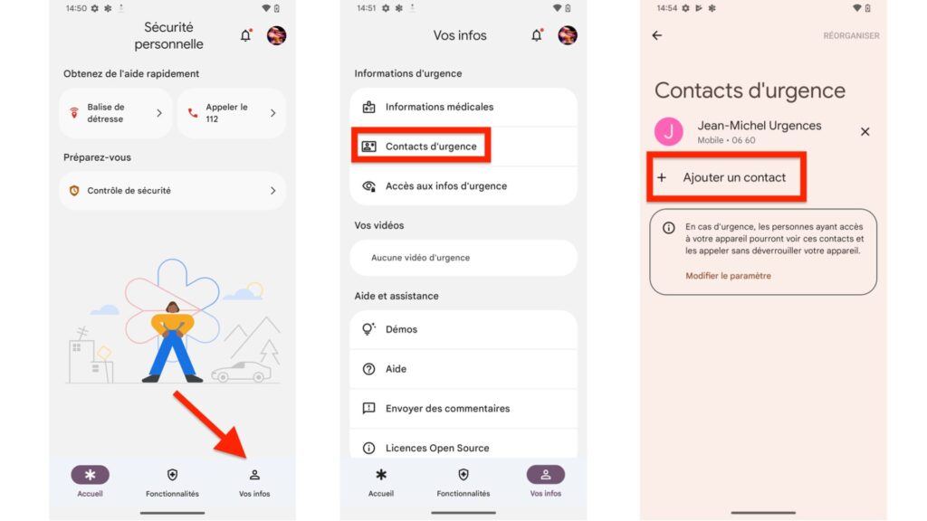 Contact urgence Android