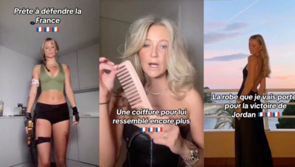 Extrait des TikToks de la fausse "Amandine Le Pen" // Source : Capture TikTok Extrait des TikToks de la fausse "Amandine Le Pen" // Source : Capture TikTok