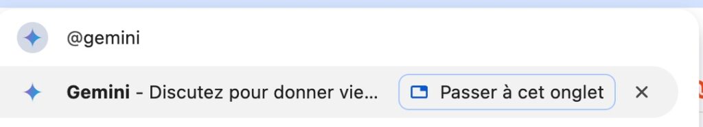 La mention de Gemini dans la barre d'adresse. // Source : Capture Numerama La mention de Gemini dans la barre d'adresse. // Source : Capture Numerama