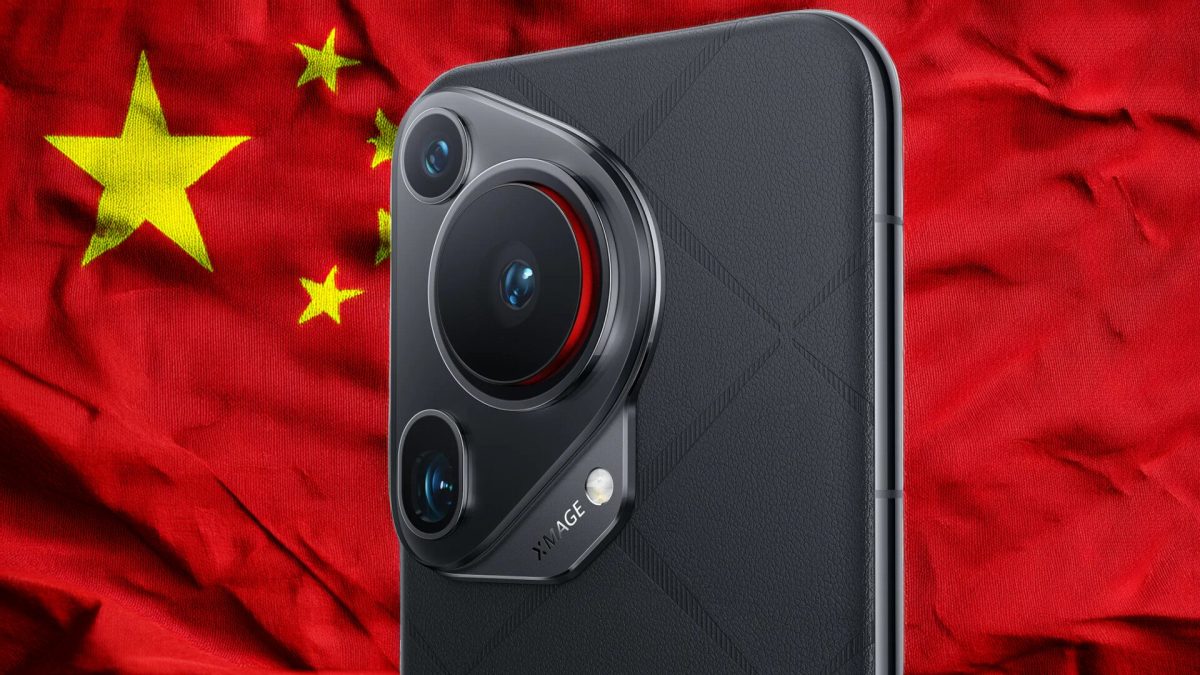 Le Huawei Pura 70 devant un drapeau chinois. // Source : Numerama Le Huawei Pura 70 devant un drapeau chinois. // Source : Numerama