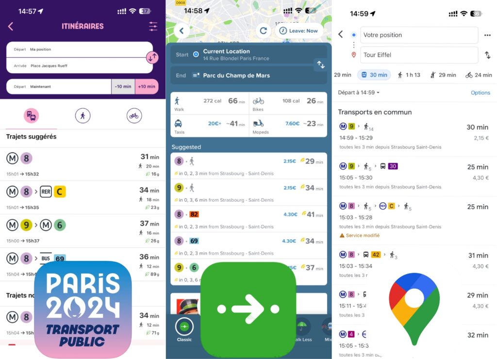 Les itinéraires sont relativement les mêmes d'une application à l'autre, sauf que Transport Public est la seule à connaître l'adresse de certains stades pour l'instant. Les itinéraires sont relativement les mêmes d'une application à l'autre, sauf que Transport Public est la seule à connaître l'adresse de certains stades pour l'instant.