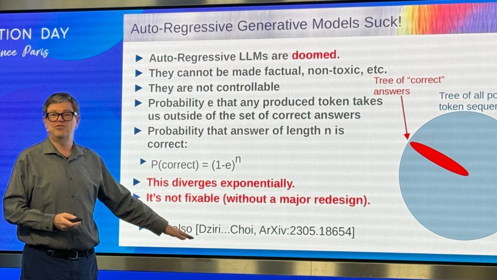 Pour Yann Le Cun, les modèles autoregressifs « sont nuls ». // Source : Numerama Pour Yann Le Cun, les modèles autoregressifs « sont nuls ». // Source : Numerama