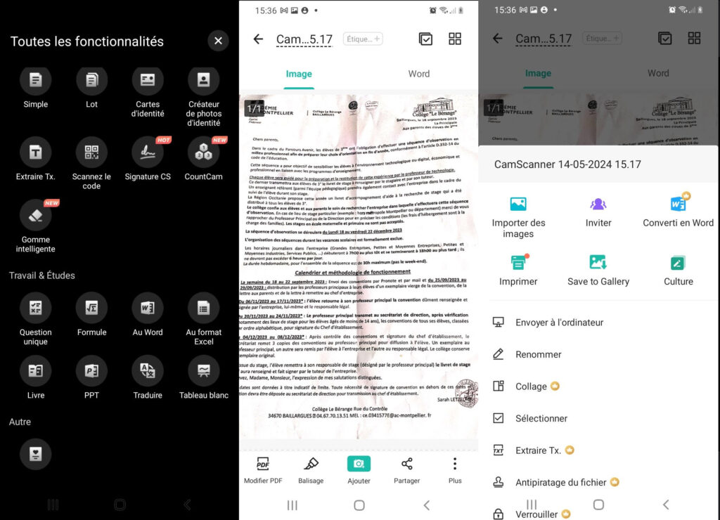 CamScanner intègre un éditeur PDF pour modifier directement votre document numérisé CamScanner intègre un éditeur PDF pour modifier directement votre document numérisé