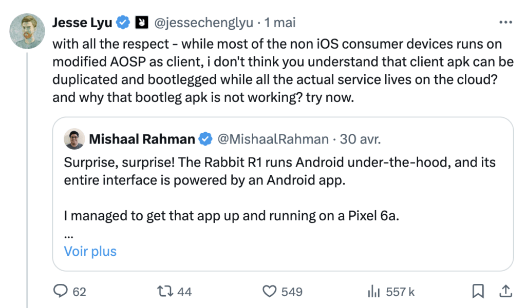 Jesse Lyu confirme utiliser Android Open Source, mais explique que c'est normal. Jesse Lyu confirme utiliser Android Open Source, mais explique que c'est normal.