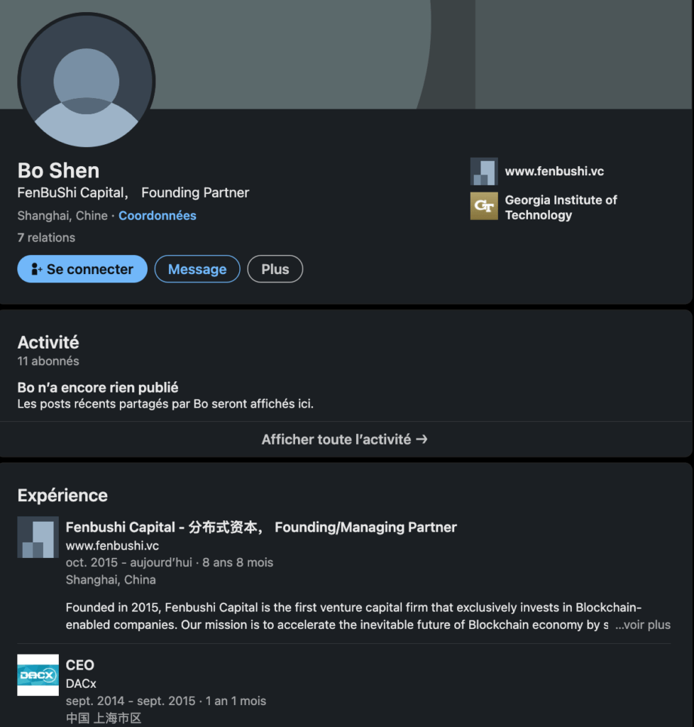 Un profil suspect sur LinkedIn. // Source : Numerama Un profil suspect sur LinkedIn. // Source : Numerama