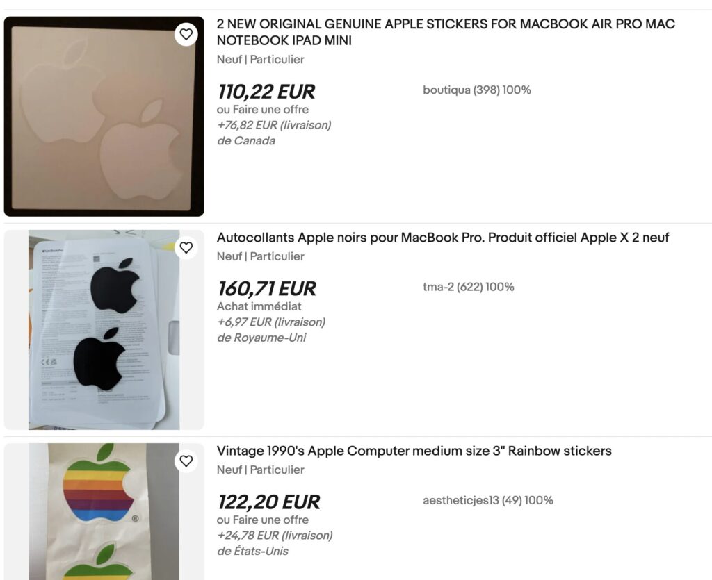 Source : Capture d'écran d'une recherche Ebay effectuée le 8 mai 2024 Source : Capture d'écran d'une recherche Ebay effectuée le 8 mai 2024