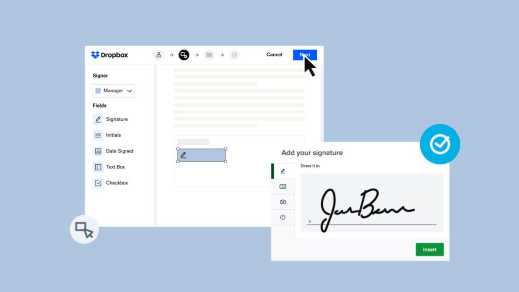 Un compte Dropbox Sign permet de signer numériquement un document. // Source : Dropbox Un compte Dropbox Sign permet de signer numériquement un document. // Source : Dropbox